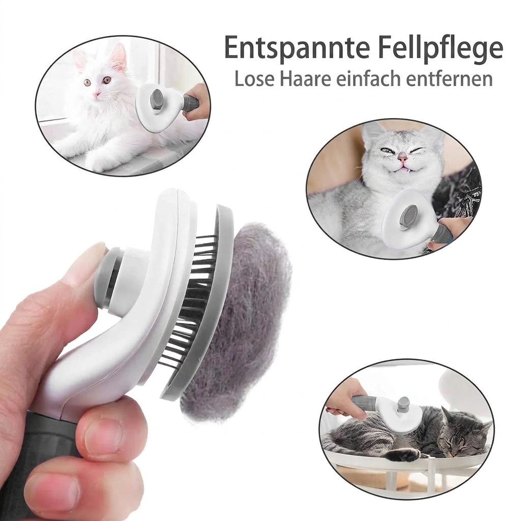 🐾 Premium Fellpflegebürste mit Ein-Klick-Reinigung für Hunde & Katzen