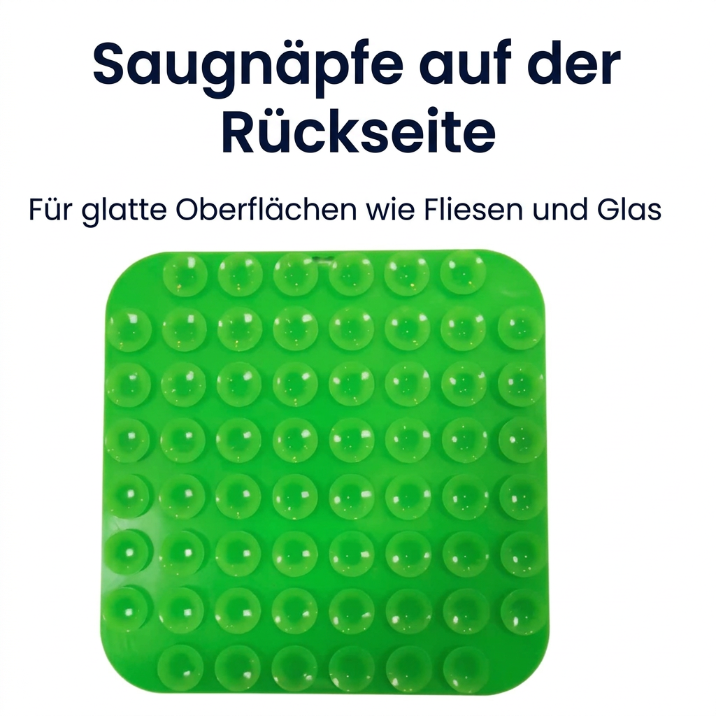 Grüne Schleckmatten-Rückseite mit deutscher Beschriftung